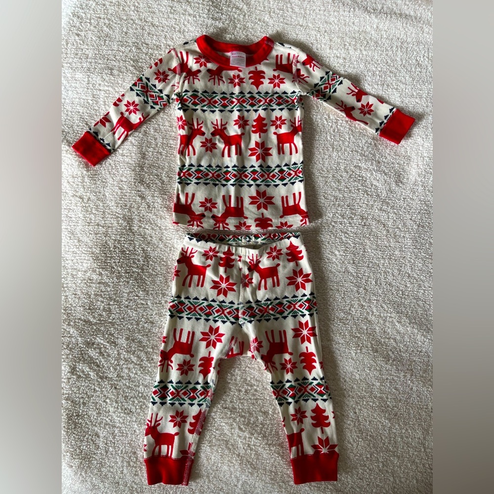 Hanna Andersson Dear Deer Pajama Set 2 piece size 18-24 months 80cm